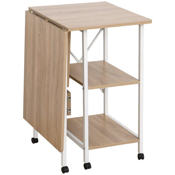 Schreibtisch Bürotisch Mobiler Computertisch mit Rollen 107x55x76cm