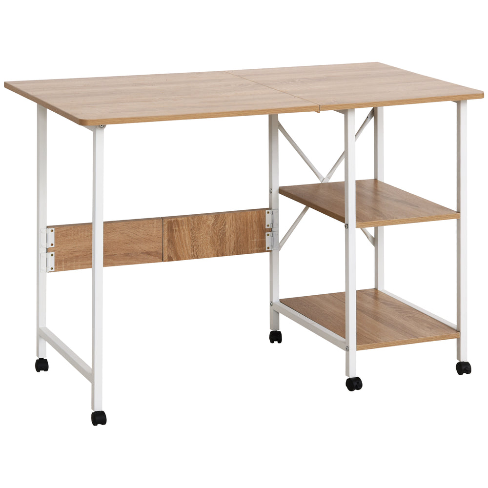 Bureau, bureau d'ordinateur mobile à roulettes, 107 x 55 x 76 cm