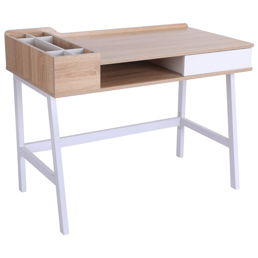 Bureau, bureau d'ordinateur, bureau de bureau avec six compartiments de rangement, 100 x 55 x 81,5 cm