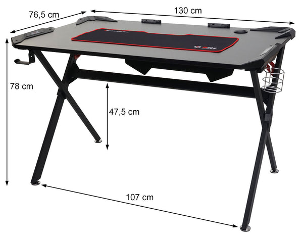 Schreibtisch Computertisch Gaming 120x75cm schwarz