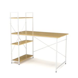 Schreibtisch mit Regal FLORINA natur/weiss
