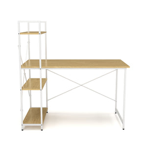 Schreibtisch mit Regal FLORINA natur/weiss