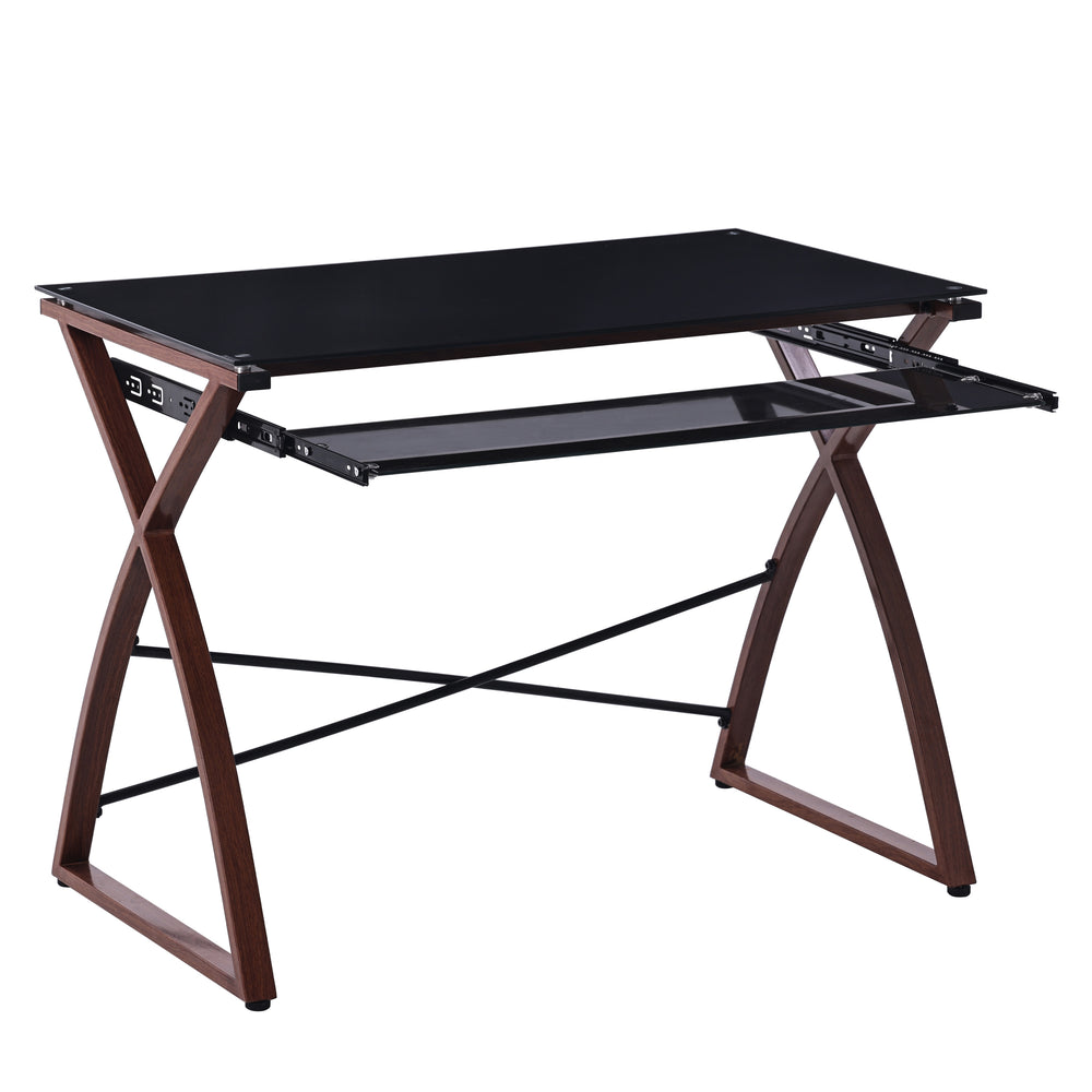 Schreibtisch Glas ALEK 99 x 73 x 75 cm schwarz/braun