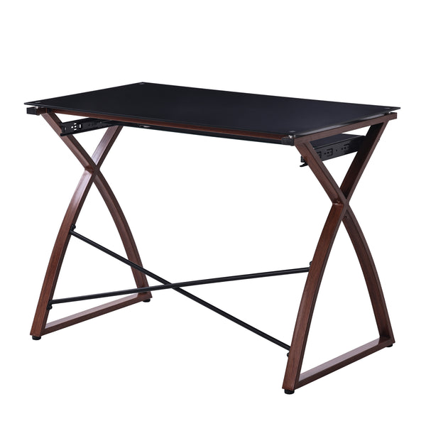 Schreibtisch Glas ALEK 99 x 73 x 75 cm schwarz/braun
