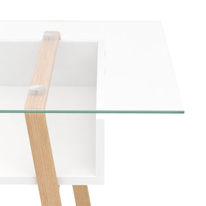 Schreibtisch Glas NEBULA mit Stauraum 110 x 55 x 75 cm weiss/braun