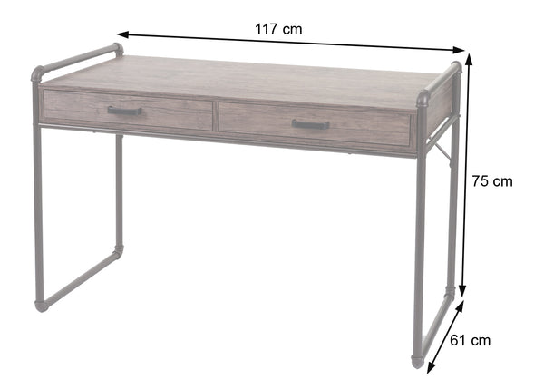 Schreibtisch Industriedesign 75x120x60cm ~ braun Wildeiche-Optik