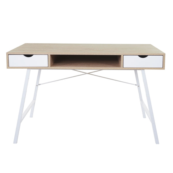 Schreibtisch Konsolentisch 3D-Struktur 120x60cm naturbraun weiss