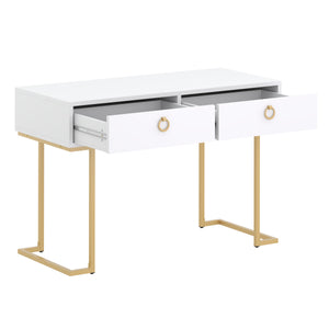 Schreibtisch Konsolentisch mit 2 Schubladen TESSY weiss/gold