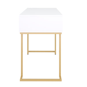 Schreibtisch Konsolentisch mit 2 Schubladen TESSY weiss/gold