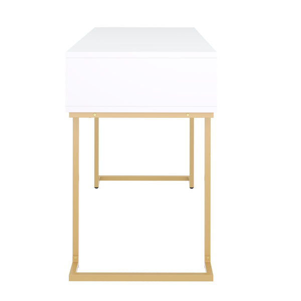 Schreibtisch Konsolentisch mit 2 Schubladen TESSY weiss/gold