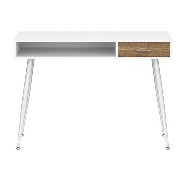 Schreibtisch MINERVA mit Stauraum 110 x 50 x 75 cm weiss/braun
