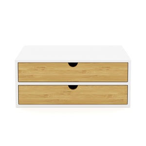 Schreibtisch Organizer Bambus ALVORA 2 Schubladen weiss/natur