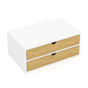 Schreibtisch Organizer Bambus ALVORA 2 Schubladen weiss/natur