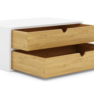 Schreibtisch Organizer Bambus ALVORA 2 Schubladen weiss/natur