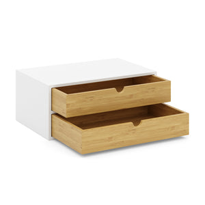 Schreibtisch Organizer Bambus ALVORA 2 Schubladen weiss/natur