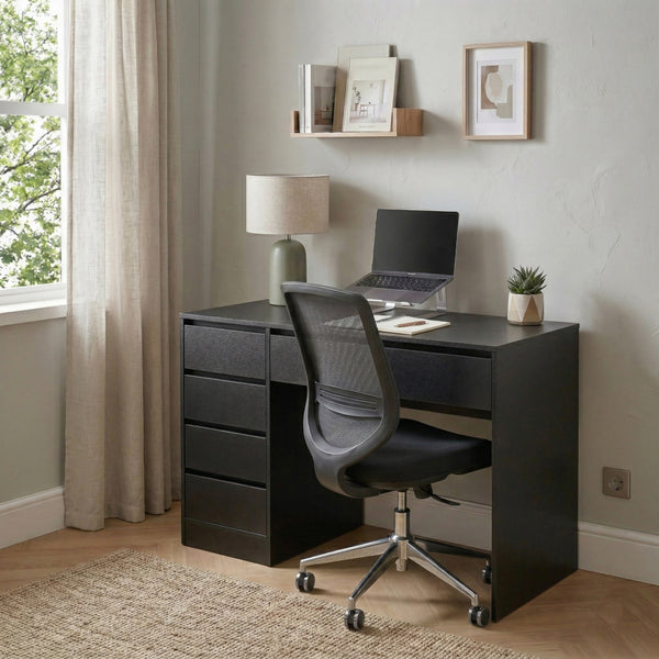 Schreibtisch RIGEL mit Schubladen 120 x 55 x 75 cm schwarz