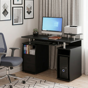 Schreibtisch RIGIL mit Schubladen 120 x 55 x 89 cm schwarz