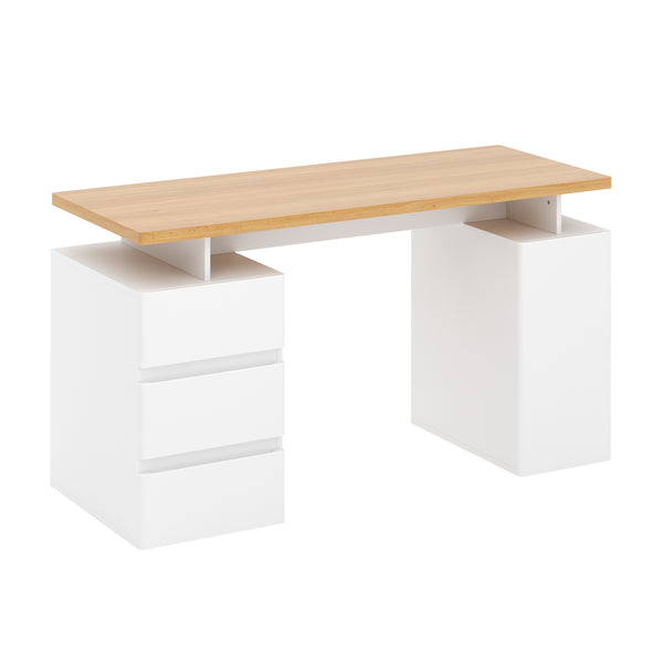 Schreibtisch RUFUS mit 2 Korpussen 140 x 55 x 76 cm weiss/natur