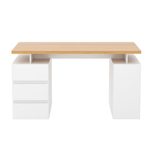 Schreibtisch RUFUS mit 2 Korpussen 140 x 55 x 76 cm weiss/natur