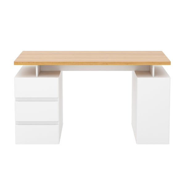 Schreibtisch RUFUS mit 2 Korpussen 140 x 55 x 76 cm weiss/natur