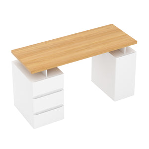 Schreibtisch RUFUS mit 2 Korpussen 140 x 55 x 76 cm weiss/natur