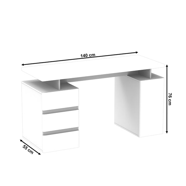 Schreibtisch RUFUS mit 2 Korpussen 140 x 55 x 76 cm weiss/natur