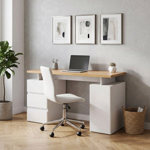 Schreibtisch RUFUS mit 2 Korpussen 140 x 55 x 76 cm weiss/natur