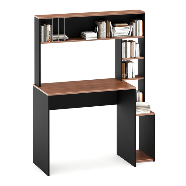 Schreibtisch TRAGAN mit Regal 110 x 45 x 139 cm schwarz/braun