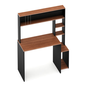 Schreibtisch TRAGAN mit Regal 110 x 45 x 139 cm schwarz/braun