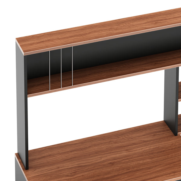 Schreibtisch TRAGAN mit Regal 110 x 45 x 139 cm schwarz/braun