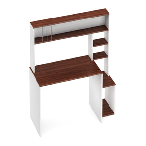 Schreibtisch TRAGAN mit Regal 110 x 45 x 139 cm weiss/braun