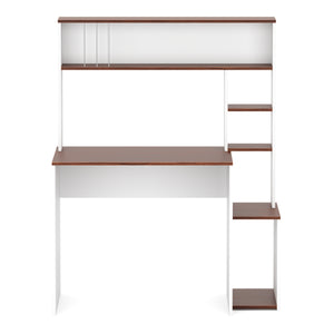 Schreibtisch TRAGAN mit Regal 110 x 45 x 139 cm weiss/braun