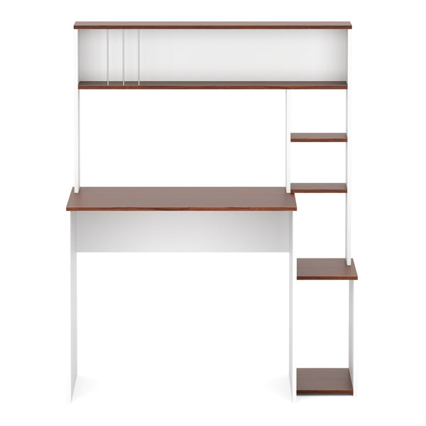 Schreibtisch TRAGAN mit Regal 110 x 45 x 139 cm weiss/braun