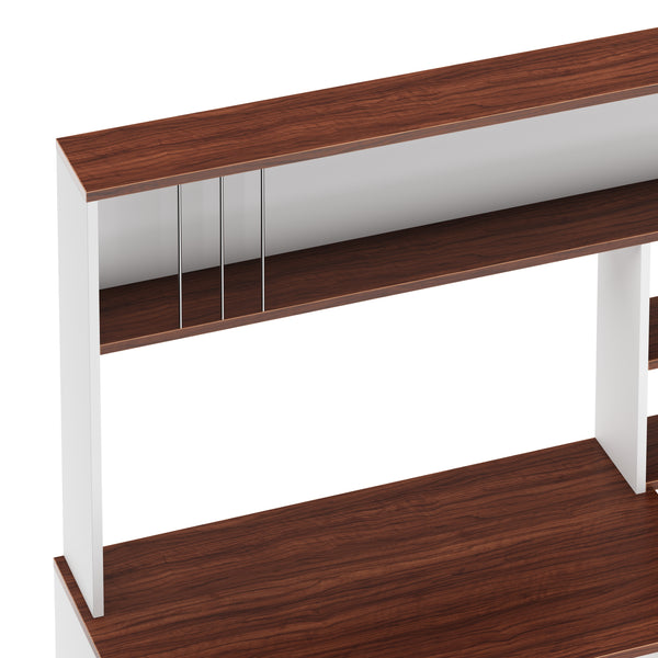 Schreibtisch TRAGAN mit Regal 110 x 45 x 139 cm weiss/braun