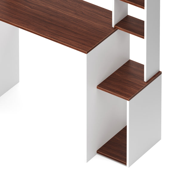 Schreibtisch TRAGAN mit Regal 110 x 45 x 139 cm weiss/braun