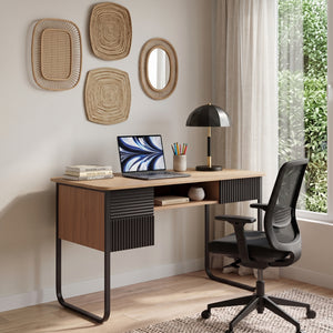 Schreibtisch ZEVS 120 x 60 x 76 cm natur/schwarz