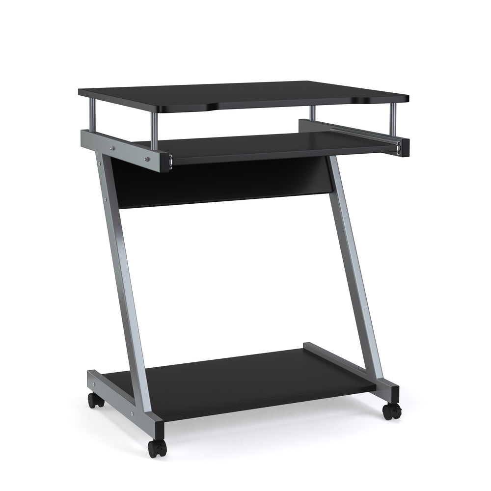 Bureau ALVARO sur roulettes avec tablette pour clavier, noir