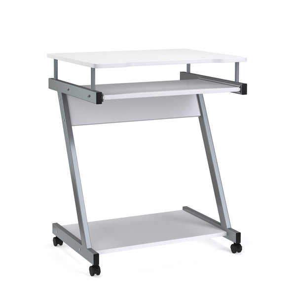 Schreibtisch ALVARO auf Rollen mit Tastaturauszug weiss