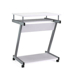 Schreibtisch ALVARO auf Rollen mit Tastaturauszug weiss
