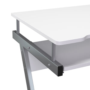 Schreibtisch ALVARO auf Rollen mit Tastaturauszug weiss