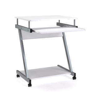 Schreibtisch ALVARO auf Rollen mit Tastaturauszug weiss