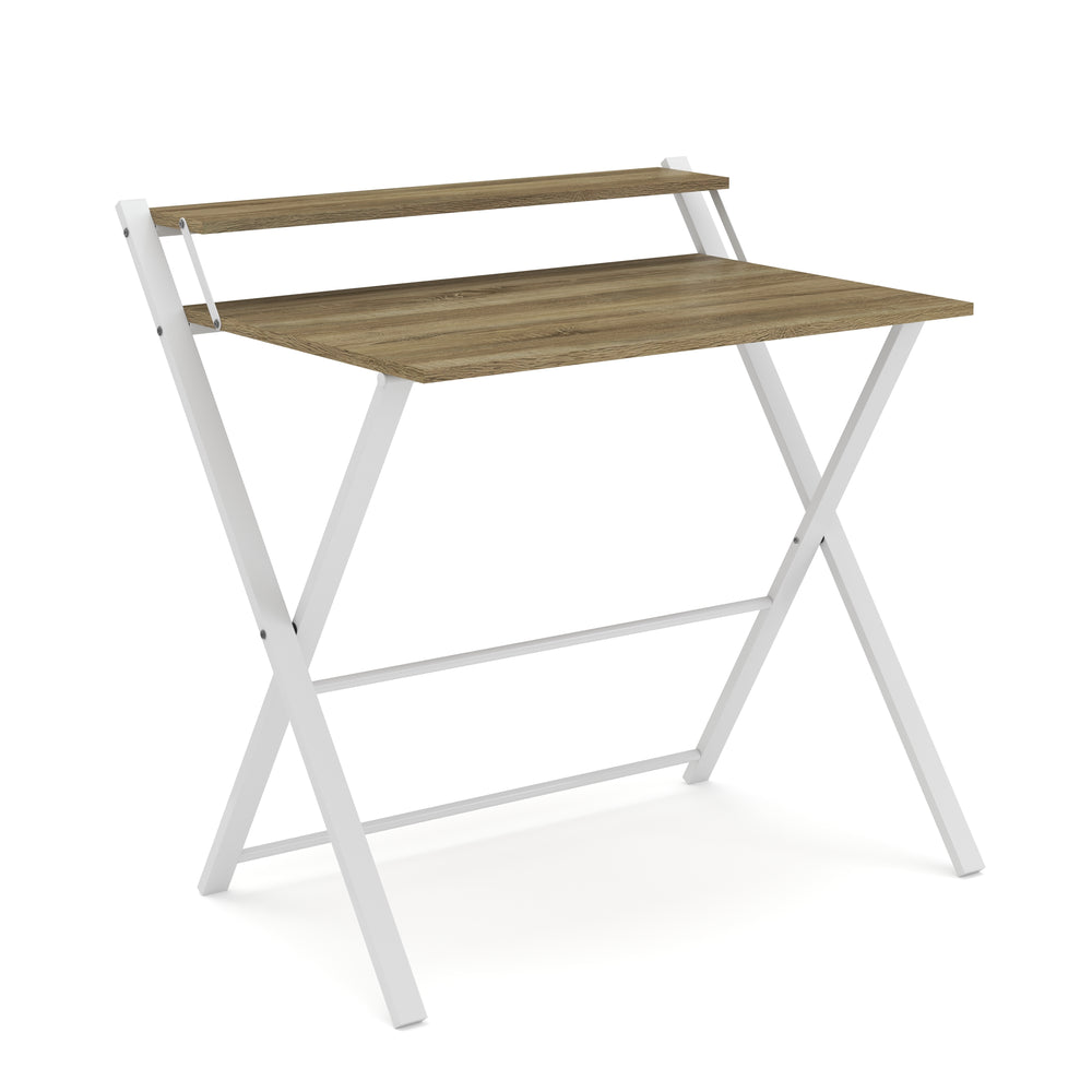 Bureau pliant TORSTEN marron clair/blanc
