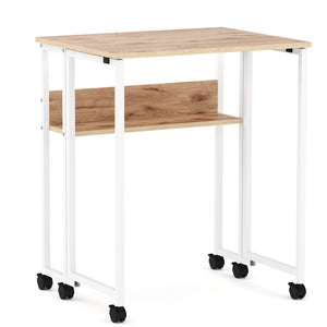 Schreibtisch klappbar auf Rollen DUNE 63 x 50 x 75 cm hellbraun/weiss