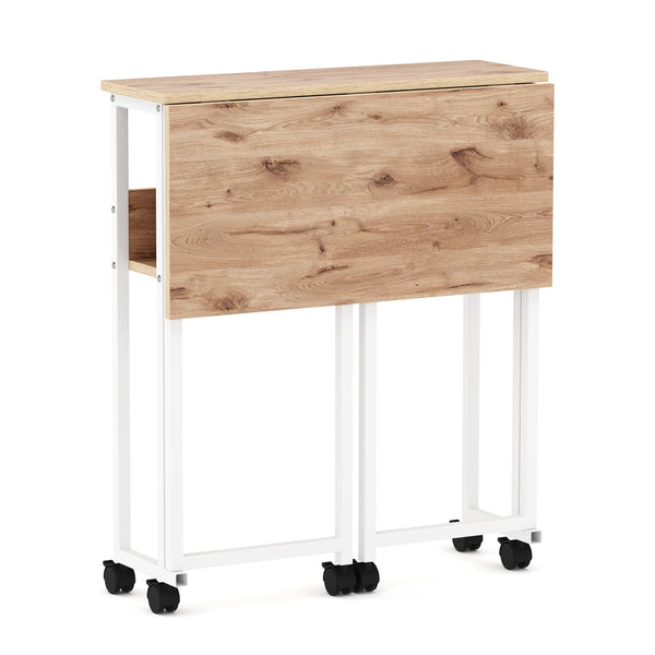Schreibtisch klappbar auf Rollen DUNE 63 x 50 x 75 cm hellbraun/weiss