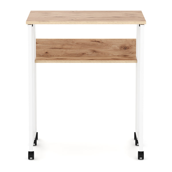 Schreibtisch klappbar auf Rollen DUNE 63 x 50 x 75 cm hellbraun/weiss