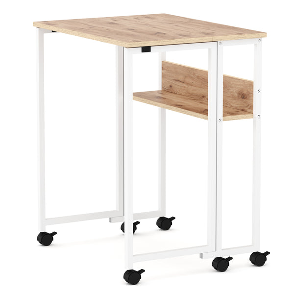 Schreibtisch klappbar auf Rollen DUNE 63 x 50 x 75 cm hellbraun/weiss