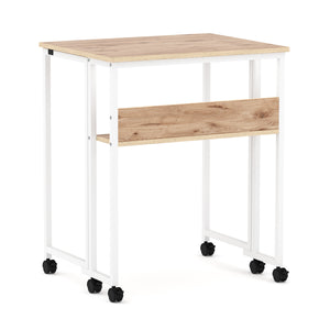 Schreibtisch klappbar auf Rollen DUNE 63 x 50 x 75 cm hellbraun/weiss