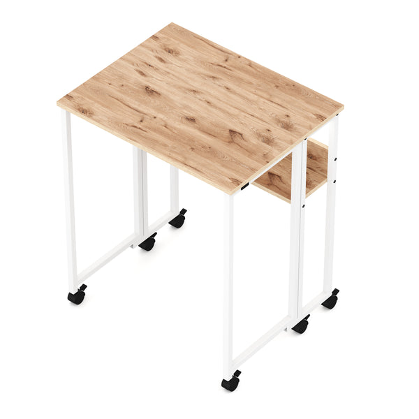 Schreibtisch klappbar auf Rollen DUNE 63 x 50 x 75 cm hellbraun/weiss