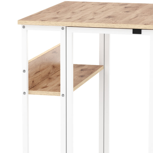 Schreibtisch klappbar auf Rollen DUNE 63 x 50 x 75 cm hellbraun/weiss