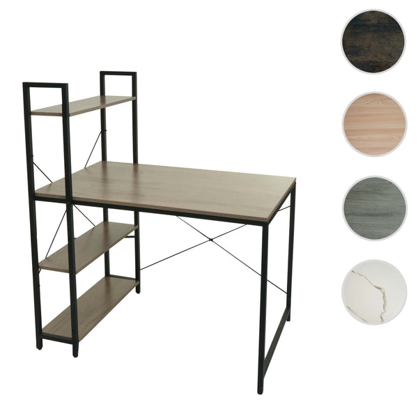 Schreibtisch mit Regal 100x60cm Metall MDF grau/braun